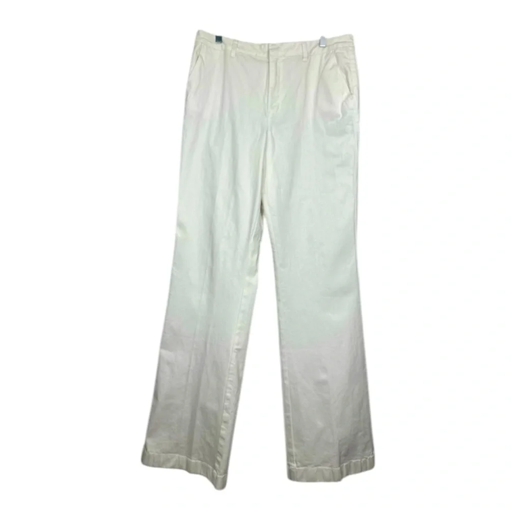 Coldwater Creek White Straight Wide Leg Pant Size Large 16